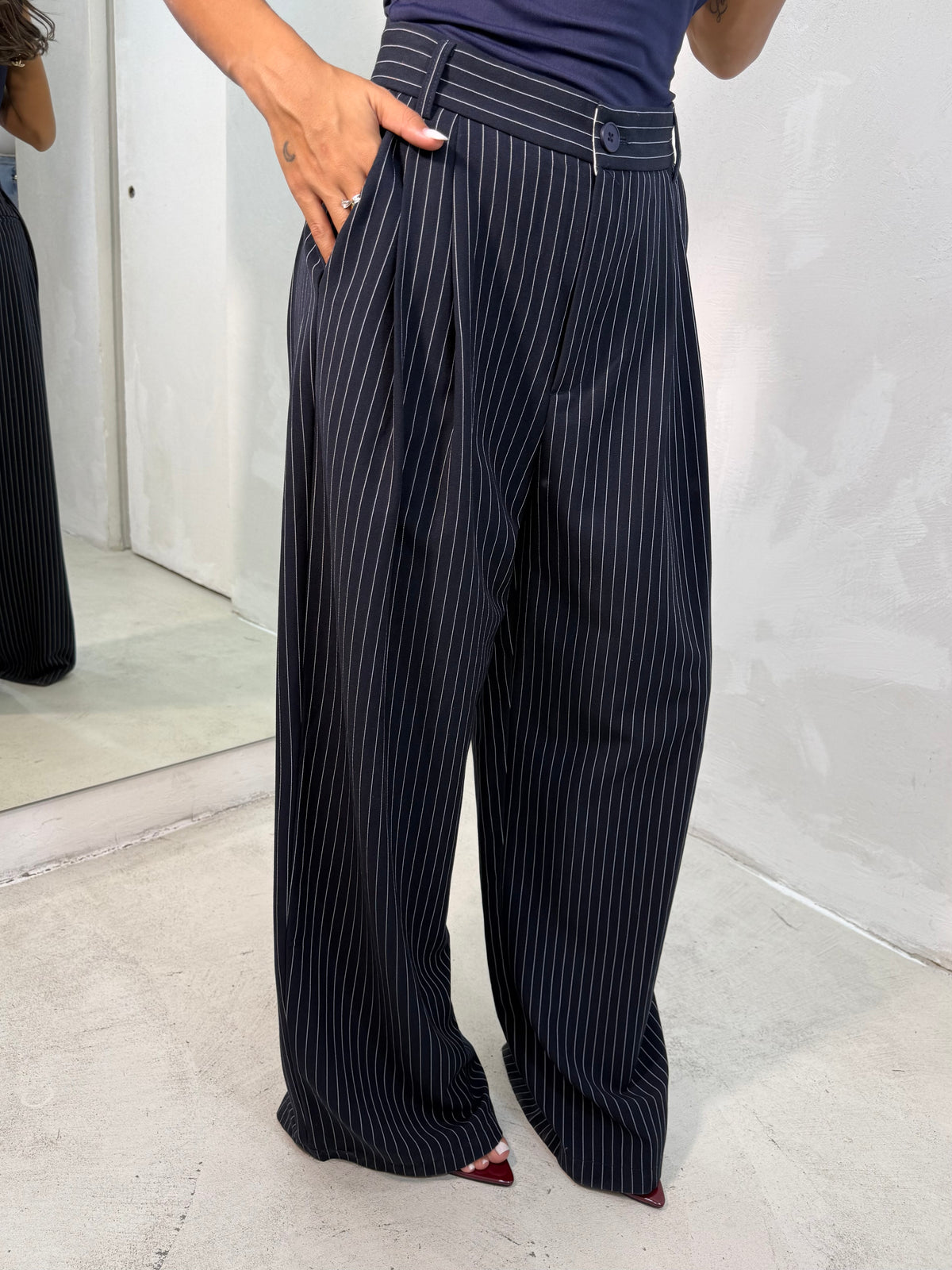 Pantalone Gessato Blu