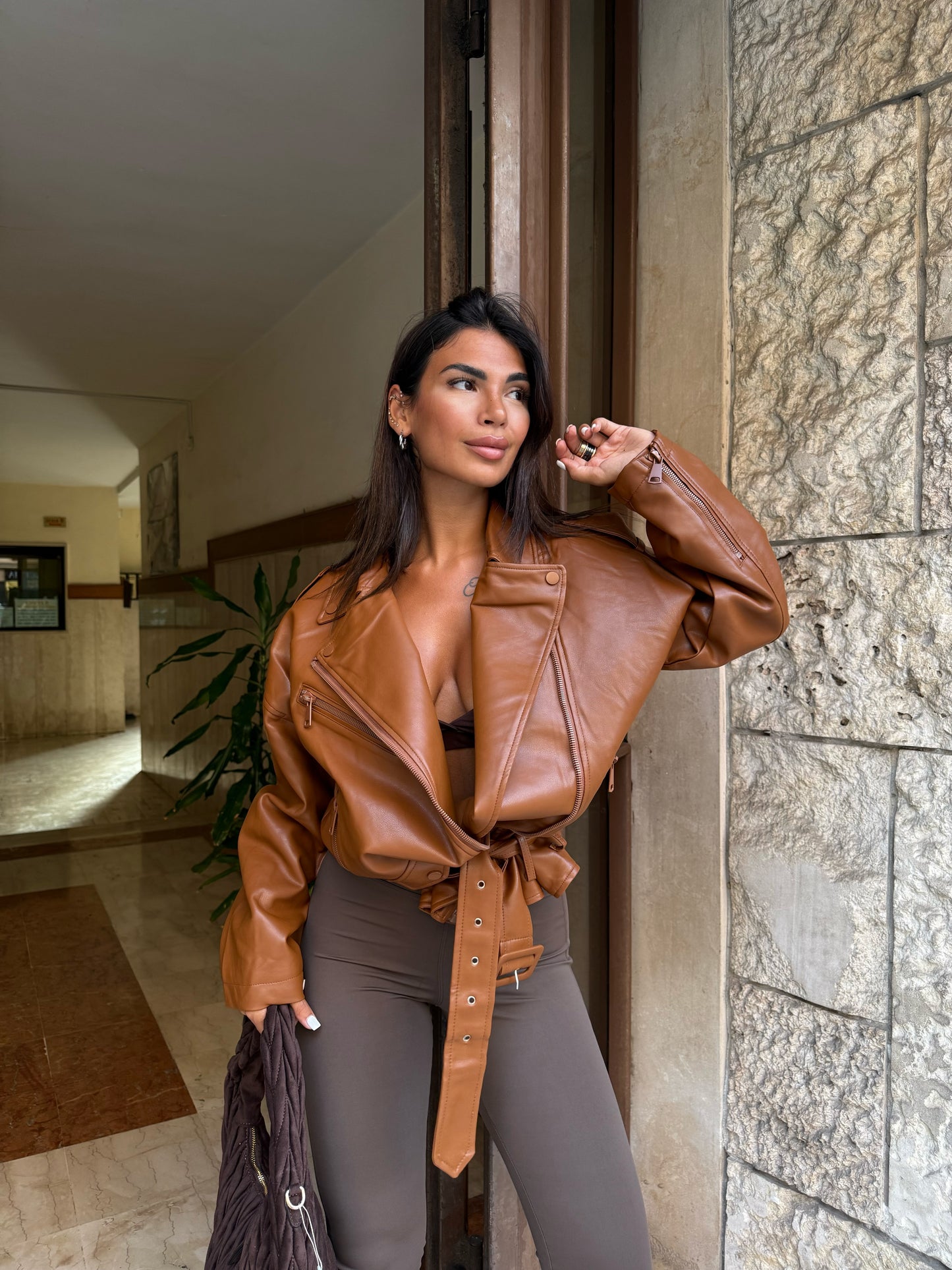 Giubbotto Ecopelle Brown