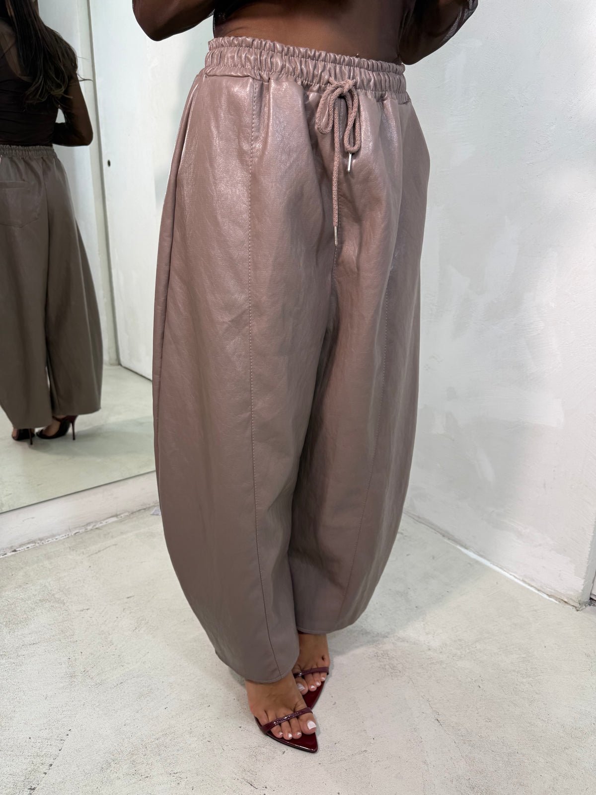 Pantalone Ecopelle Beige