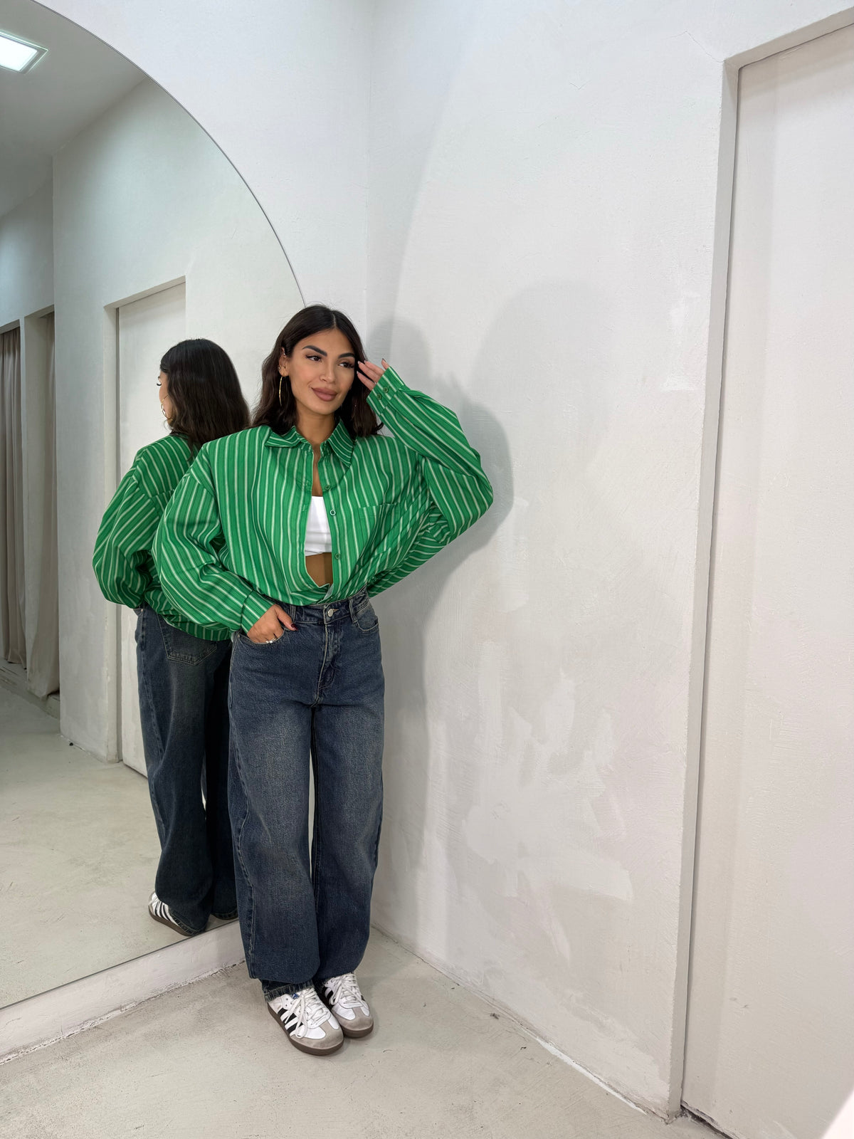 Camicia Righe Verde