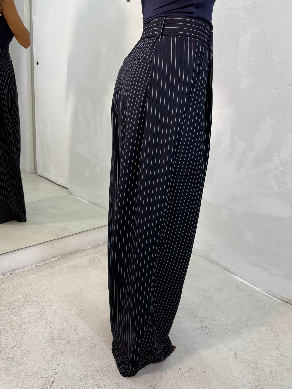 Pantalone Gessato Blu