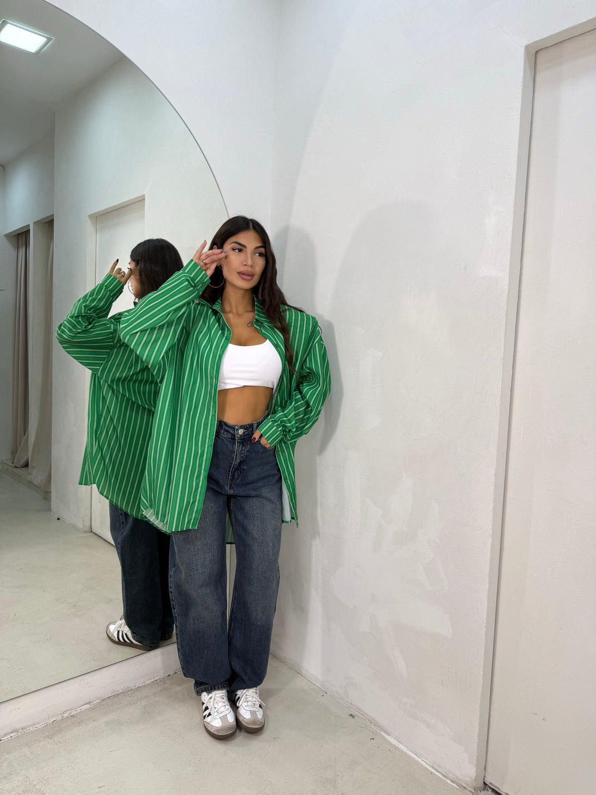 Camicia Righe Verde