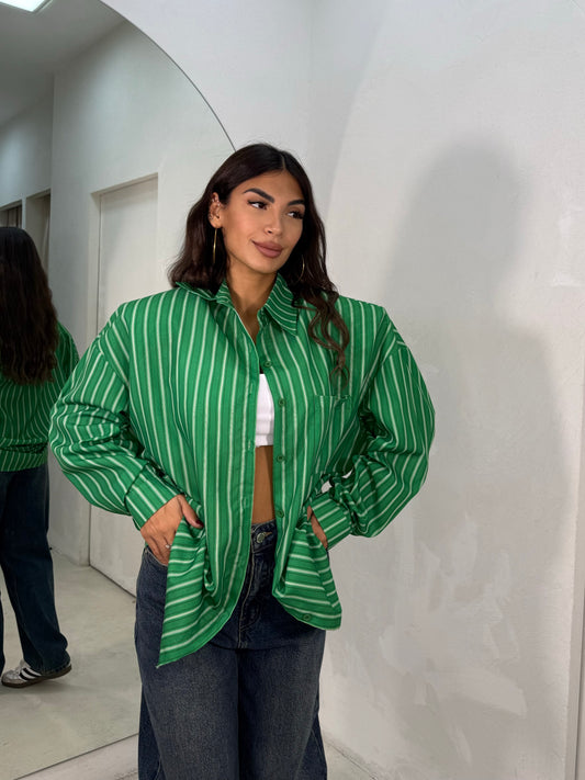 Camicia Righe Verde