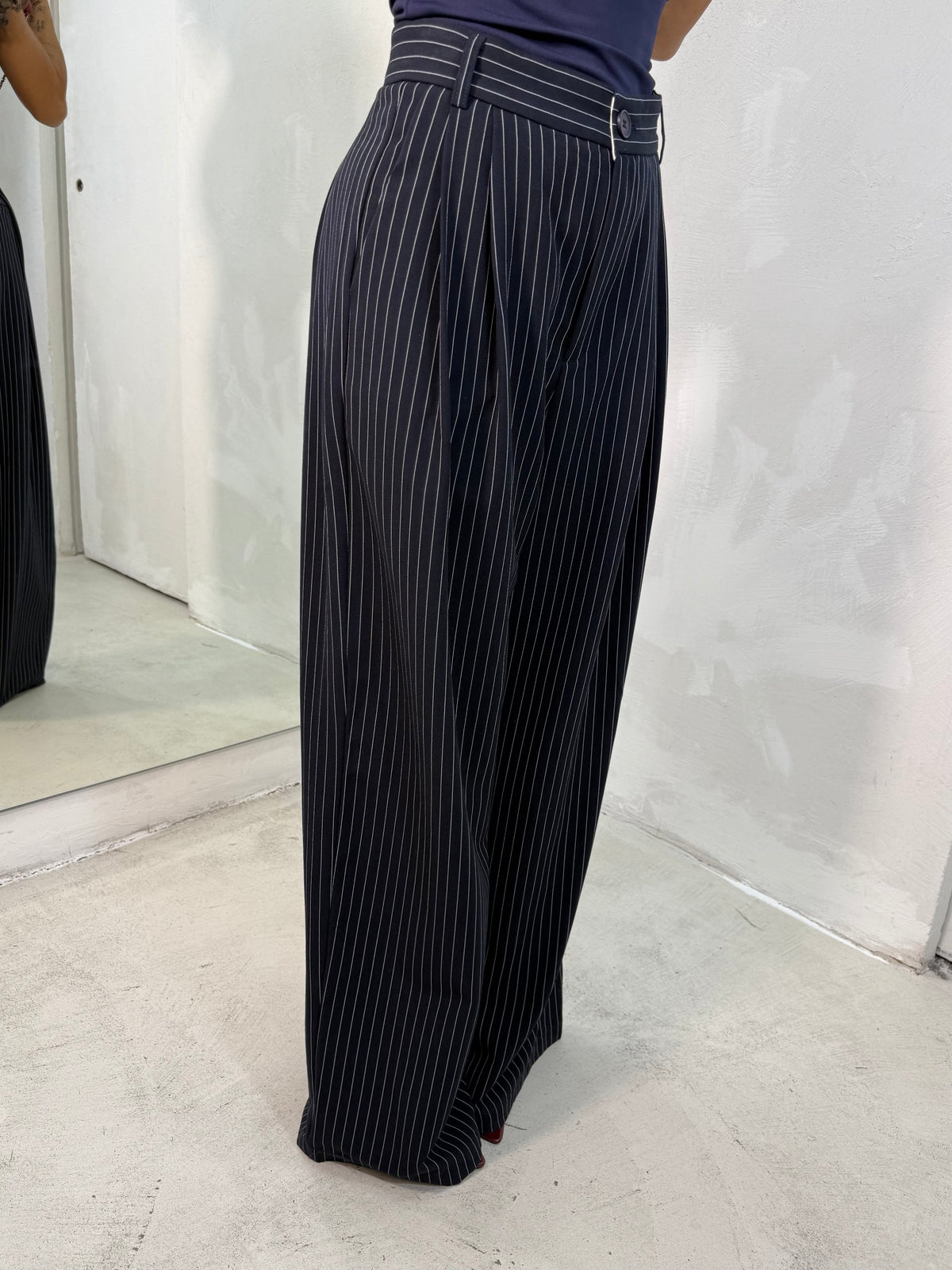Pantalone Gessato Blu
